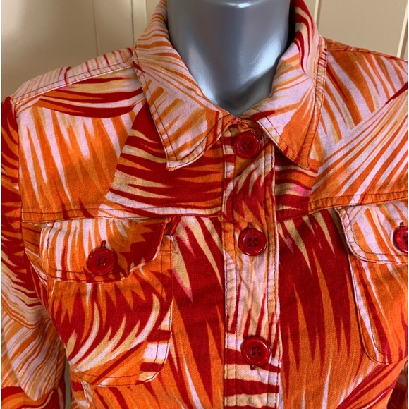 Vintage Company Collection Linen Blend Short/Jacket Womens Size M Orange Floral - Picture 4 of 16